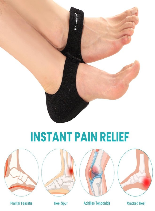 Promifun Plantar Fasciitis Heel Cup Protectors - Promifun Heel Cups for Heel Spur,Achilles Tendinitis,Cracked Heels,Heel Pain Relief Products - Gel Heel Cushion Pads,Black,Large(W 9.5-13 / M 8.5-14) - Image 2